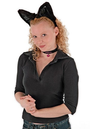 Black Cat- Ears, Collar, and Tail Kit- worn by model