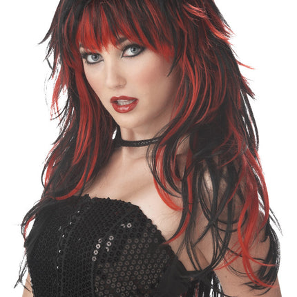 TEMPTING TRESSES RED BLACK WIG