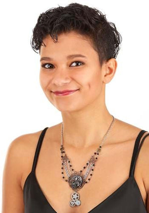 Antique Chain Gear Necklace- worn by model