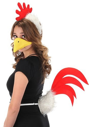 Perky Chicken Tail- worn by female model with other accessories