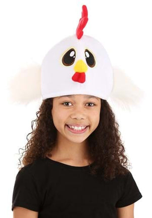 Plush Chicken Hat- worn by girl model