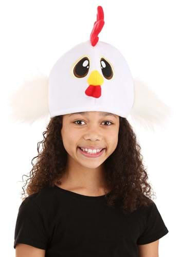 Plush Chicken Hat- worn by girl model