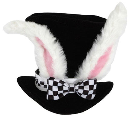 Kids White Rabbit Topper Plush Hat- front view