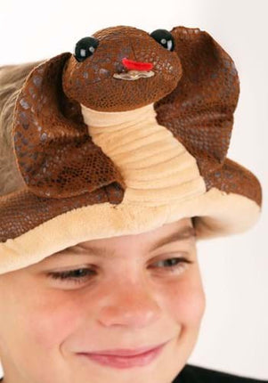 Cobra Sprazy Toy Hat- worn by child model, up close
