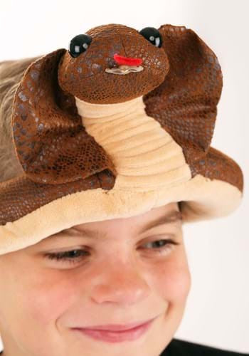 Cobra Sprazy Toy Hat- worn by child model, up close