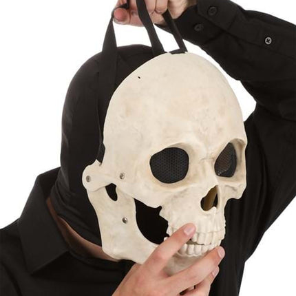 Black Costume Headsock- worn by model putting on mask