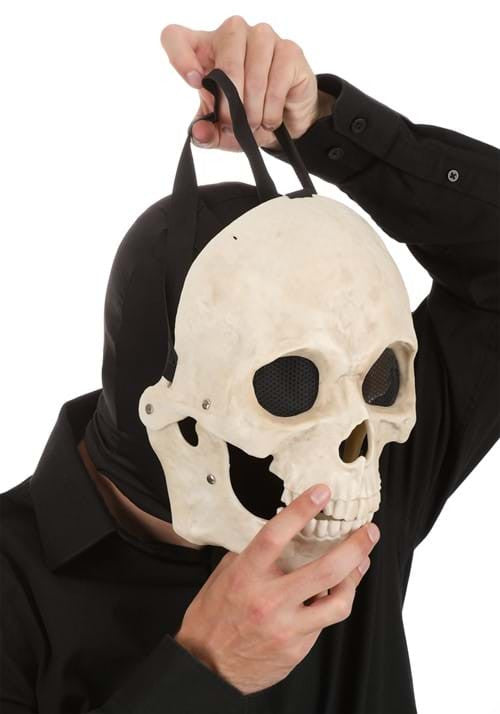 Black Costume Headsock- worn by model putting on mask