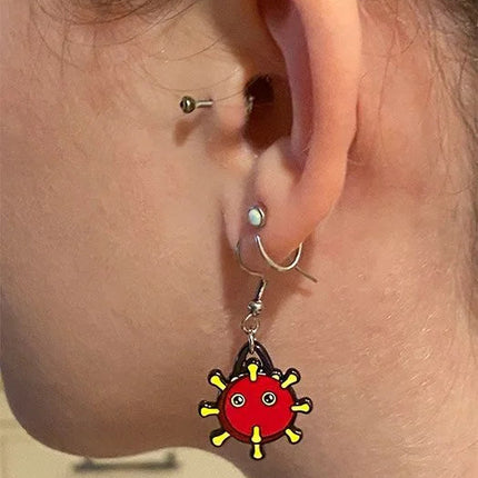 Covid-19 Earrings- Close Up on Model