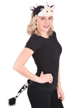 Cow Plush Headband & Tail Kit- worn by adult model