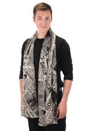 Harry Potter- Daily Prophet Newspaper Print Lightweight Scarf- worn by male model