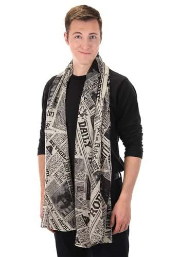 Harry Potter- Daily Prophet Newspaper Print Lightweight Scarf- worn by male model