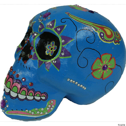 Day of the Dead Blue Sugar Skull- left side view