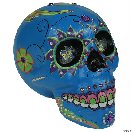 Day of the Dead Blue Sugar Skull- right side view 2