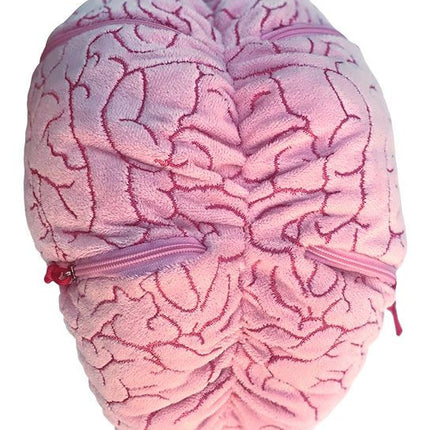deluxe brain plushie zipped closed top view