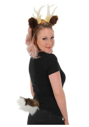 Perky Deer Tail- worn by female model right view