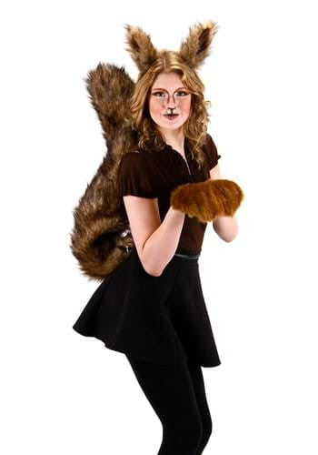 Deluxe Oversized Squirrel Tail- worn by model, front view