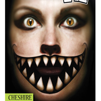 Big grinning mouth tattoo with sharp teeth