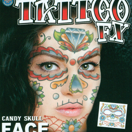 FACE TATTOO CANDY SKULL