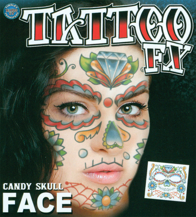 FACE TATTOO CANDY SKULL
