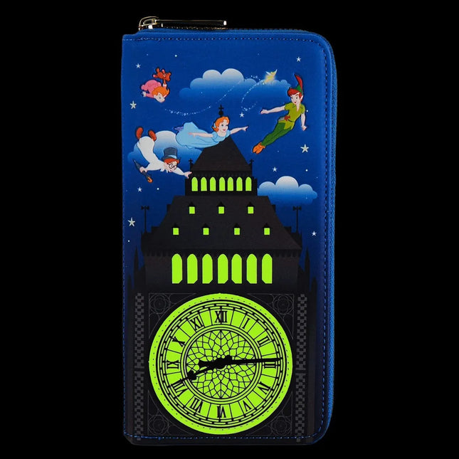 Peter Pan Glow Clock Wallet- front glow in the dark view