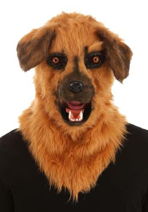 Dog Mouth Mover Mask- worn by model, mouth open