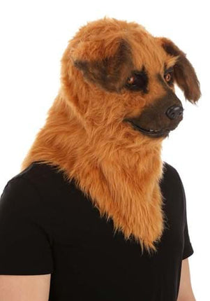 Dog Mouth Mover Mask- worn by model angled view