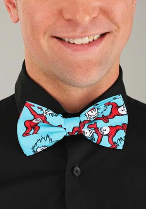 Dr. Seuss- Bow Tie Set- adult wearing thing 1 & 2 bow tie close up