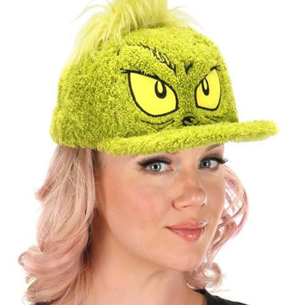 Dr. Seuss- The Grinch Fuzzy Cap- worn by adult woman model