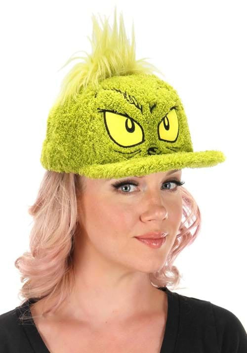 Dr. Seuss- The Grinch Fuzzy Cap- worn by adult woman model