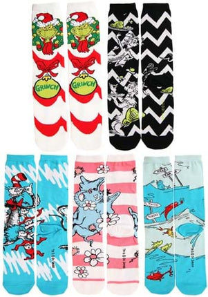 Dr. Seuss- Patterned Crew Sock Set- all five pairs