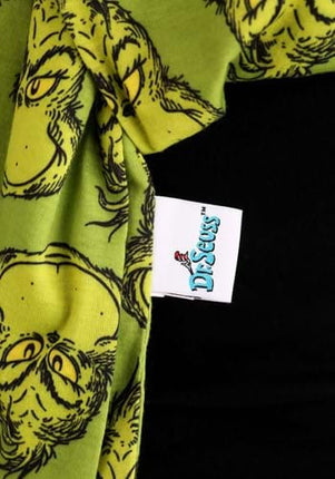 Dr. Seuss- The Grinch Jersey Scarf- tag up close