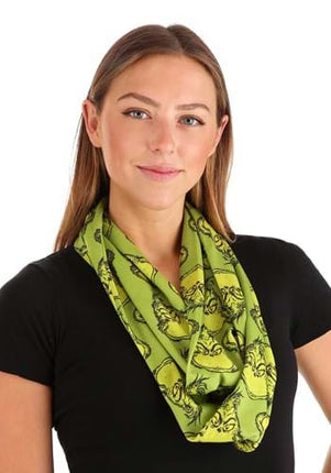 Dr. Seuss- The Grinch Jersey Scarf- worn by model 3