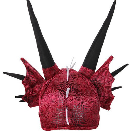 Soft Horned Plush Dragon Hat- back view