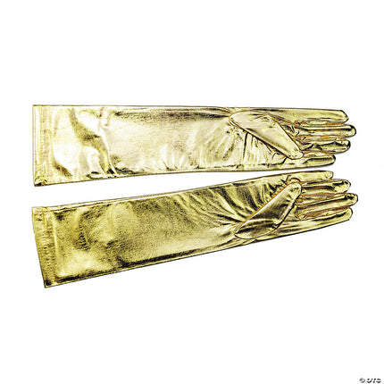 Elbow Length Metallic Gold Gloves