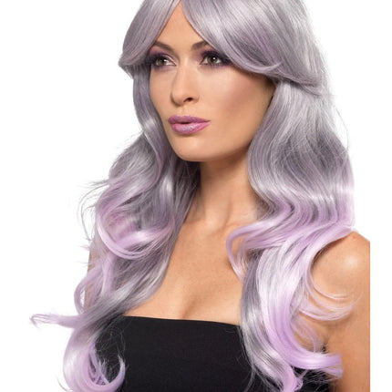Grey & Pastel Pink Fashion Ombre Wig