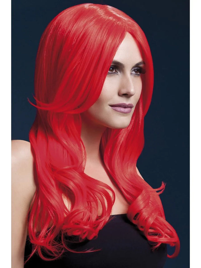 Neon Red Khloe Wig