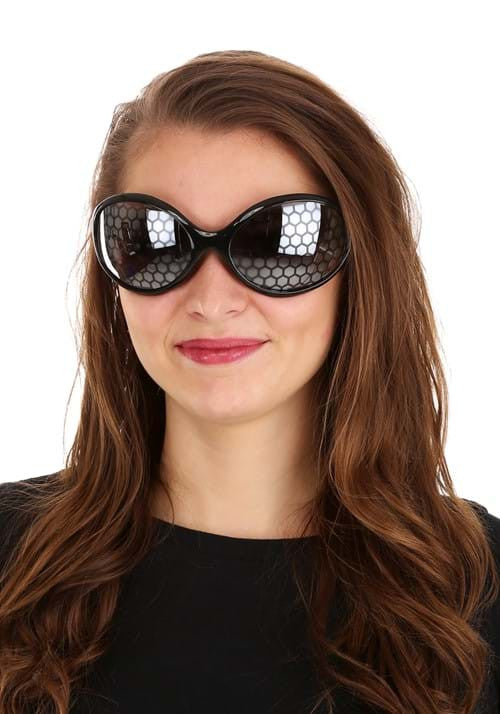 Black Creepy Crawler Fly Glasses- worn by female model