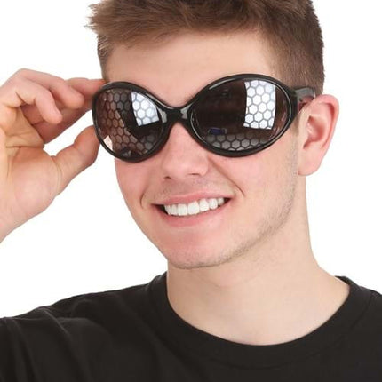 Black Creepy Crawler Fly Glasses- worn by male model