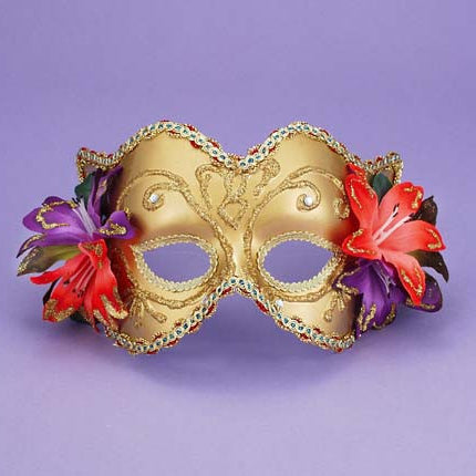 VEN MASK GD/GD W/FLOWERS