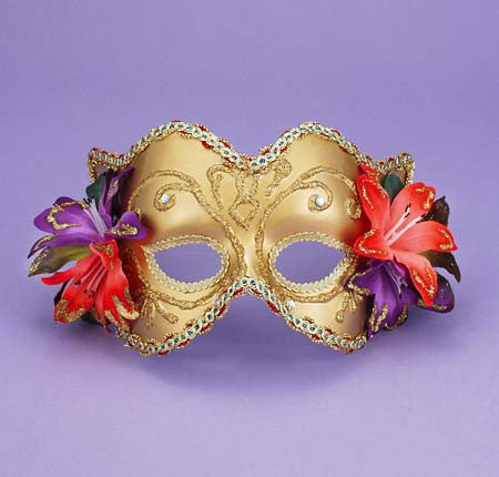 VEN MASK GD/GD W/FLOWERS