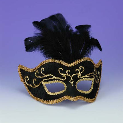 HALF STYLE MASK BK W GOLD TRIM
