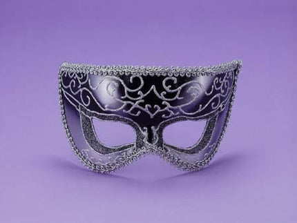 HALF STYLE MASK BK W SLVR TRIM