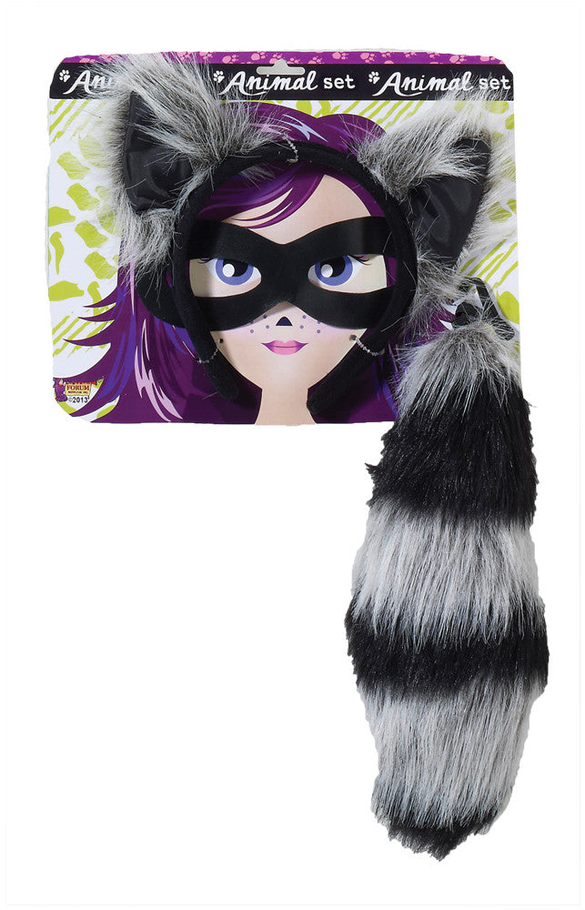 RACCOON W/TAIL EYE MASK KIT