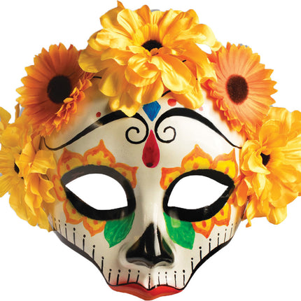 DAY OF DEAD FEMALE MASK W FLWS