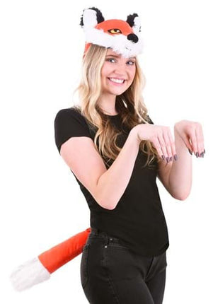 Fox Plush Headband & Tail Kit- worn by adult female model