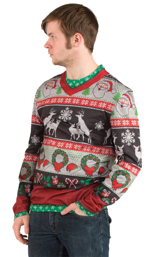 Frisky Deer Ugly Christmas Sweater T-Shirt