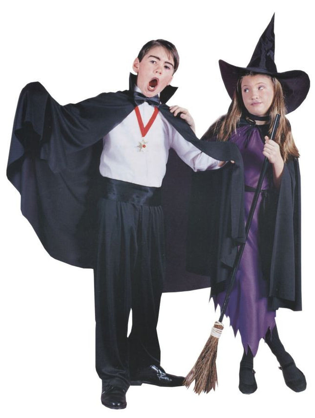 Kid's Black Fabric Cape