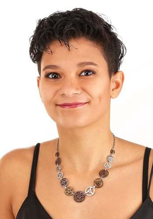 Single Chain Gears Necklace- worn by model