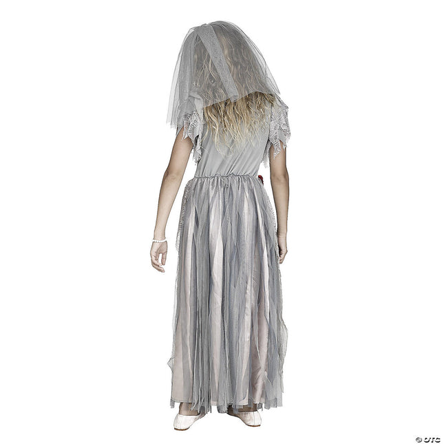 Zombie Bride Child Costume- back view