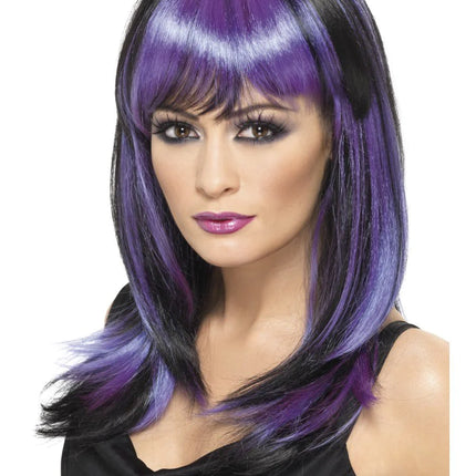 Black & Purple Glamour Witch Wig